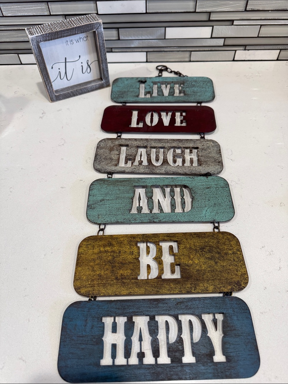 Rustic 'Live Love Laugh And Be Happy' Multicolor Wall Hanging